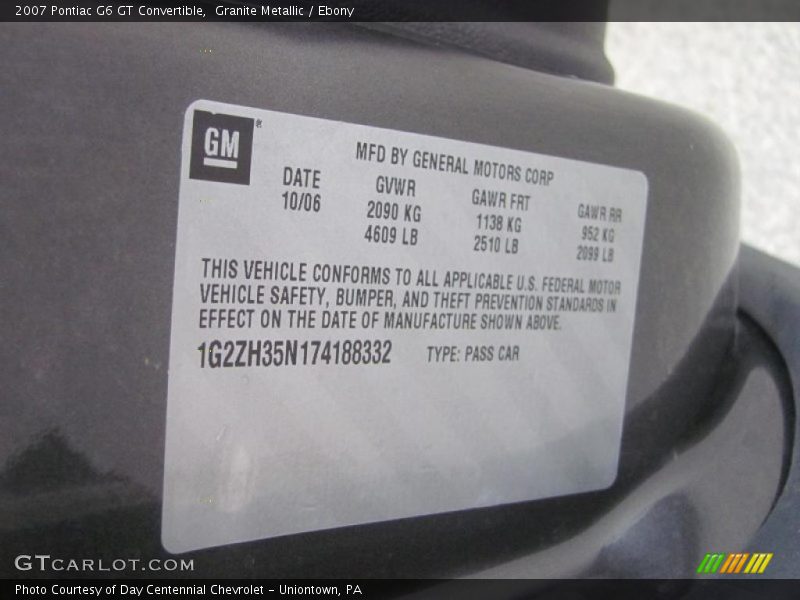Granite Metallic / Ebony 2007 Pontiac G6 GT Convertible