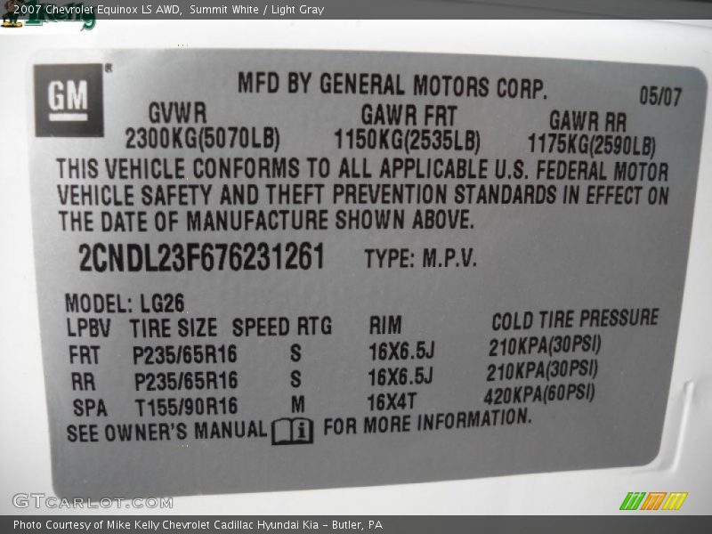 Summit White / Light Gray 2007 Chevrolet Equinox LS AWD