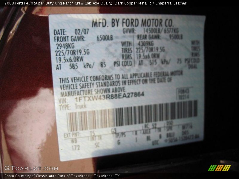 Dark Copper Metallic / Chaparral Leather 2008 Ford F450 Super Duty King Ranch Crew Cab 4x4 Dually