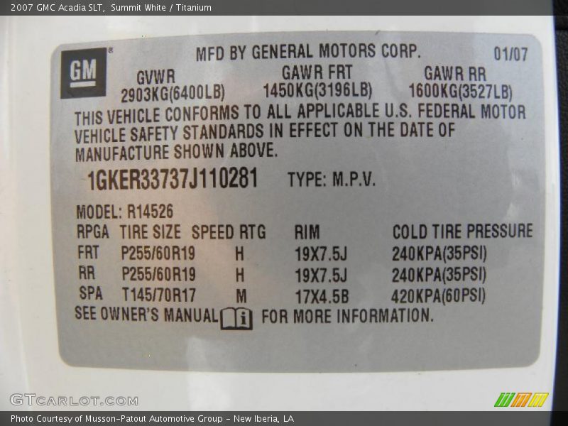 Summit White / Titanium 2007 GMC Acadia SLT