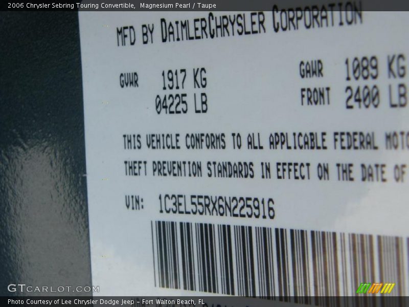 Magnesium Pearl / Taupe 2006 Chrysler Sebring Touring Convertible