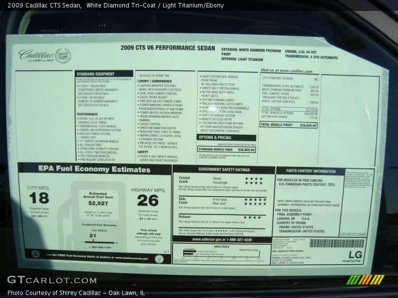White Diamond Tri-Coat / Light Titanium/Ebony 2009 Cadillac CTS Sedan
