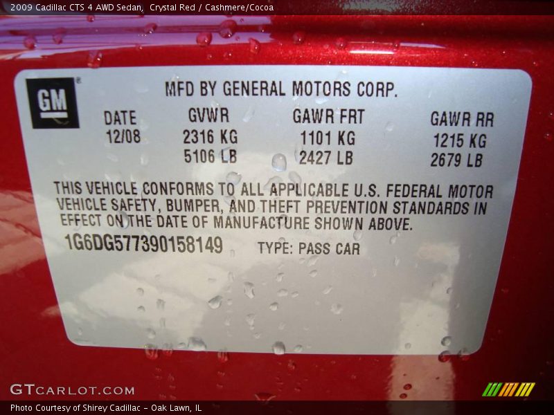Crystal Red / Cashmere/Cocoa 2009 Cadillac CTS 4 AWD Sedan