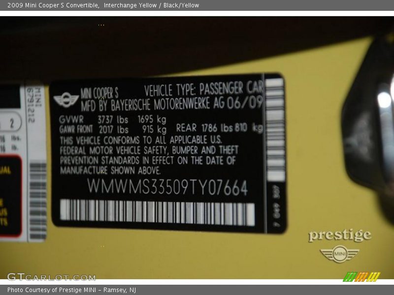 Interchange Yellow / Black/Yellow 2009 Mini Cooper S Convertible