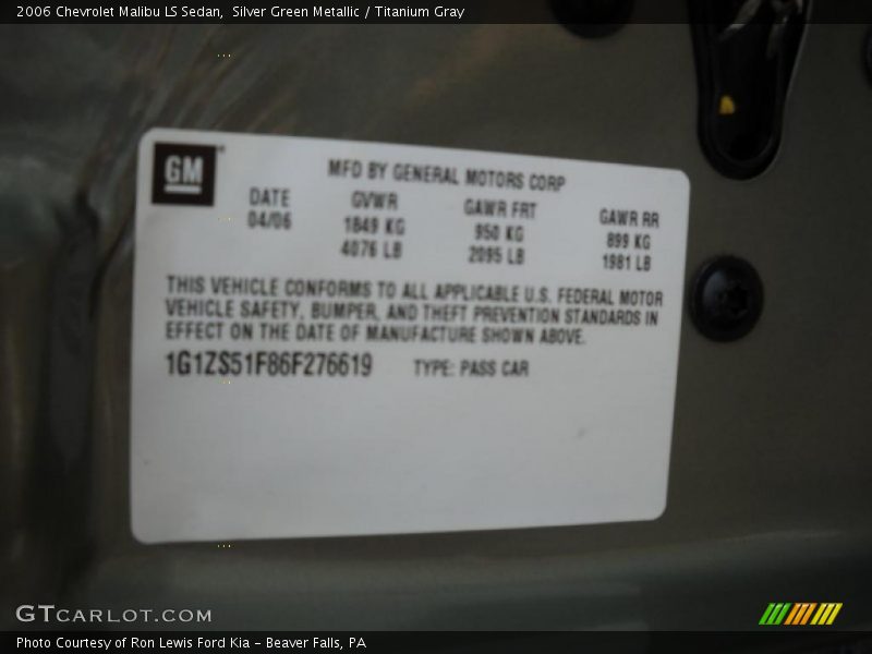 Silver Green Metallic / Titanium Gray 2006 Chevrolet Malibu LS Sedan