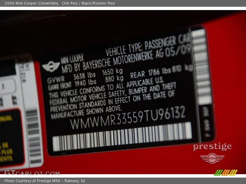 Chili Red / Black/Rooster Red 2009 Mini Cooper Convertible