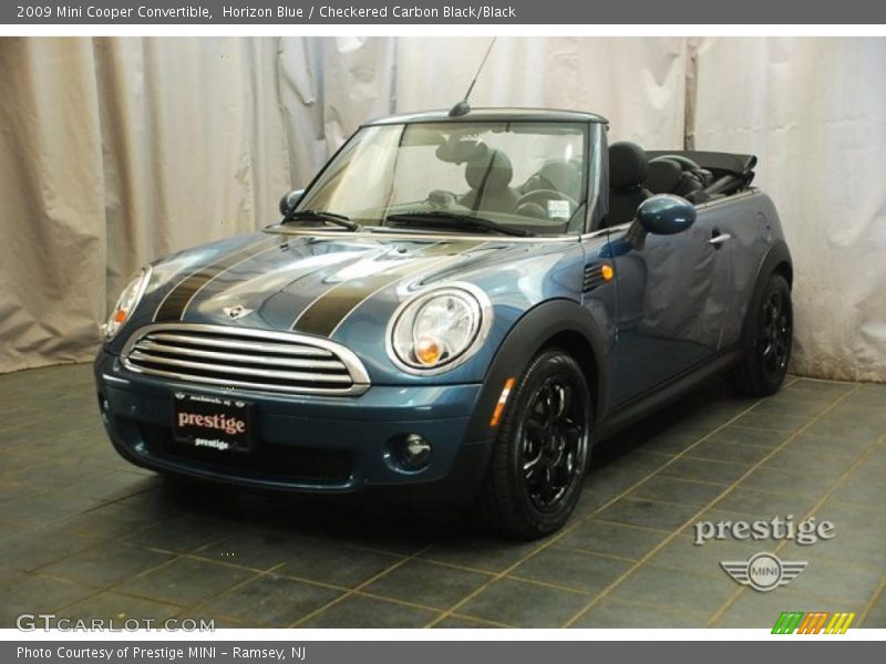 Horizon Blue / Checkered Carbon Black/Black 2009 Mini Cooper Convertible