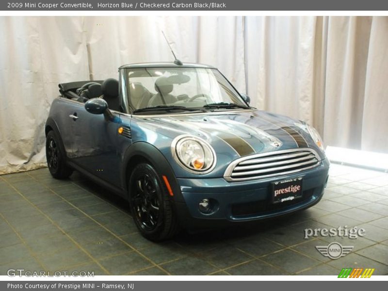 Horizon Blue / Checkered Carbon Black/Black 2009 Mini Cooper Convertible