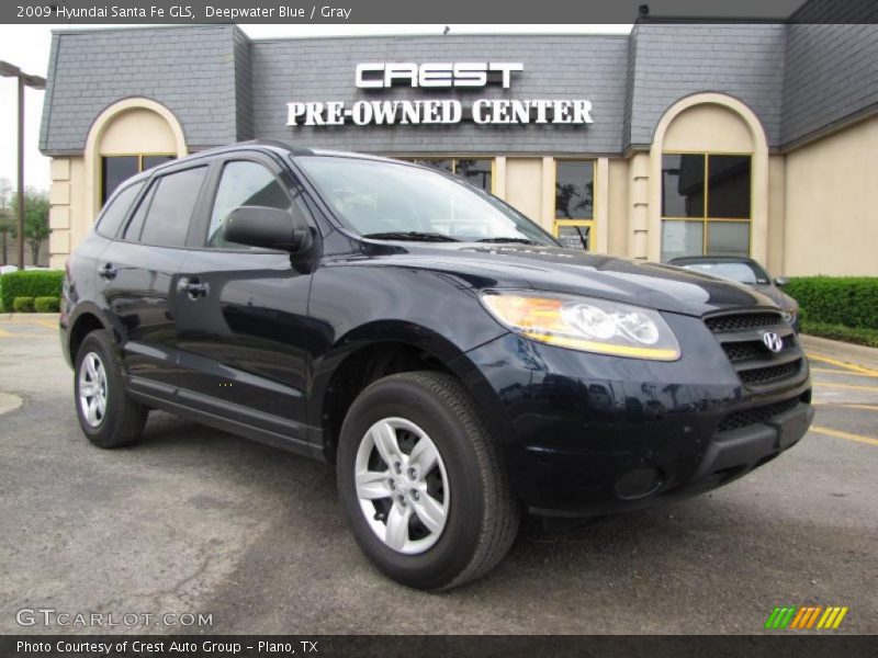 Deepwater Blue / Gray 2009 Hyundai Santa Fe GLS