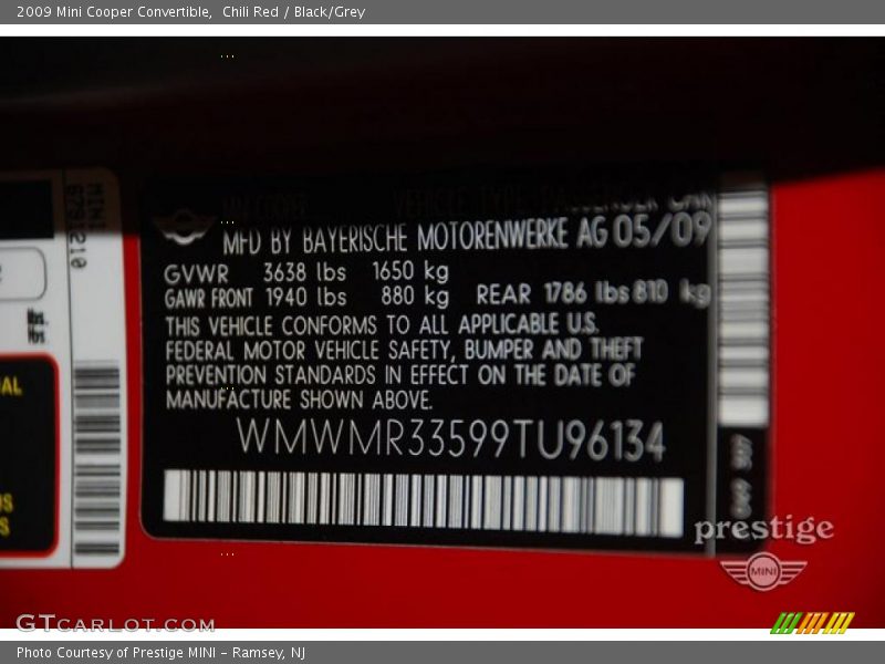 Chili Red / Black/Grey 2009 Mini Cooper Convertible