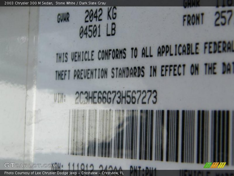 Stone White / Dark Slate Gray 2003 Chrysler 300 M Sedan