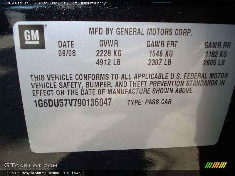 Black Ice / Light Titanium/Ebony 2009 Cadillac CTS Sedan