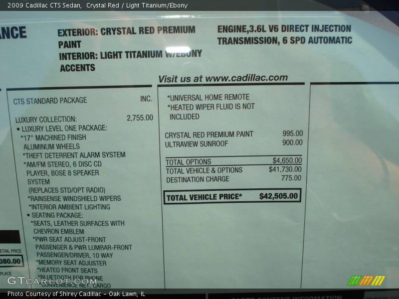 Crystal Red / Light Titanium/Ebony 2009 Cadillac CTS Sedan