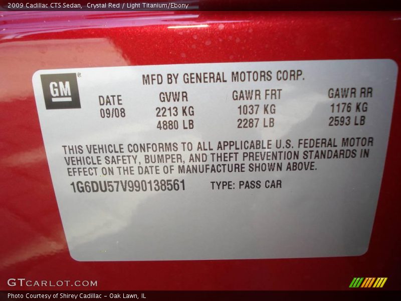 Crystal Red / Light Titanium/Ebony 2009 Cadillac CTS Sedan