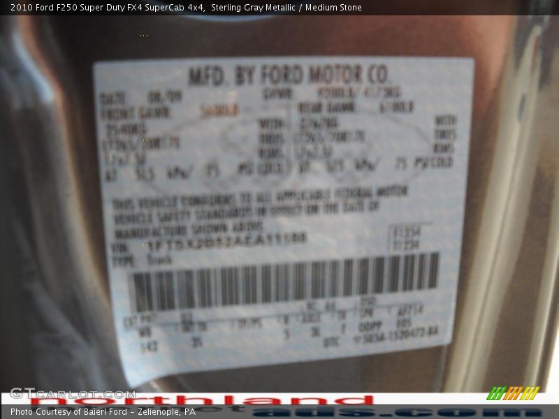 Sterling Gray Metallic / Medium Stone 2010 Ford F250 Super Duty FX4 SuperCab 4x4