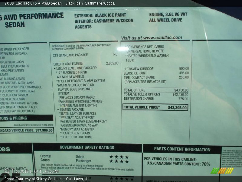 Black Ice / Cashmere/Cocoa 2009 Cadillac CTS 4 AWD Sedan
