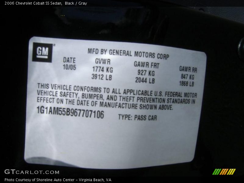 Black / Gray 2006 Chevrolet Cobalt SS Sedan