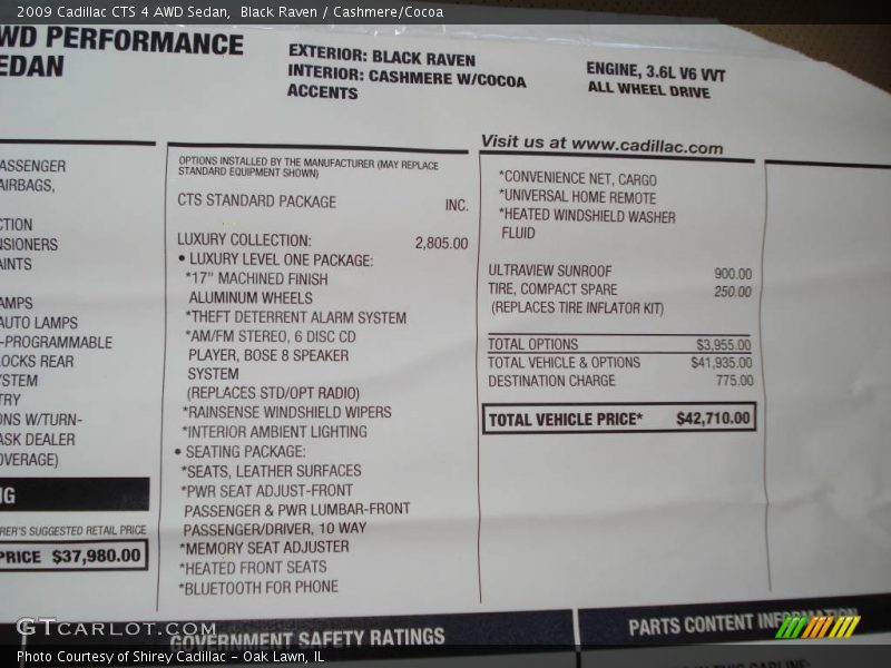Black Raven / Cashmere/Cocoa 2009 Cadillac CTS 4 AWD Sedan