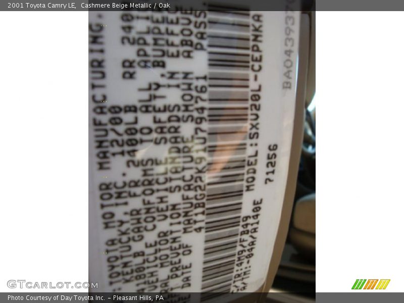 Cashmere Beige Metallic / Oak 2001 Toyota Camry LE