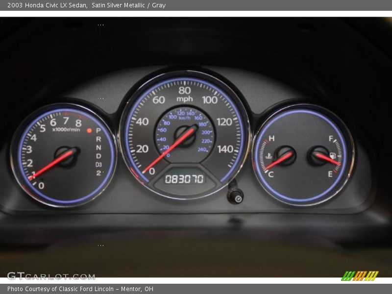 Satin Silver Metallic / Gray 2003 Honda Civic LX Sedan