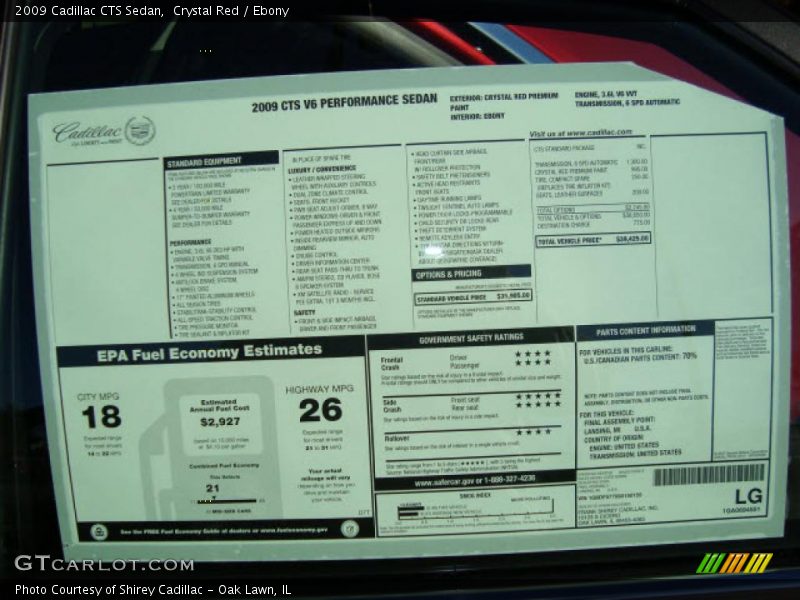 Crystal Red / Ebony 2009 Cadillac CTS Sedan