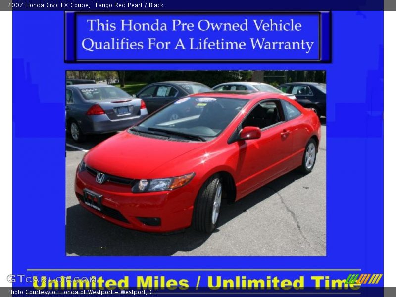 Tango Red Pearl / Black 2007 Honda Civic EX Coupe