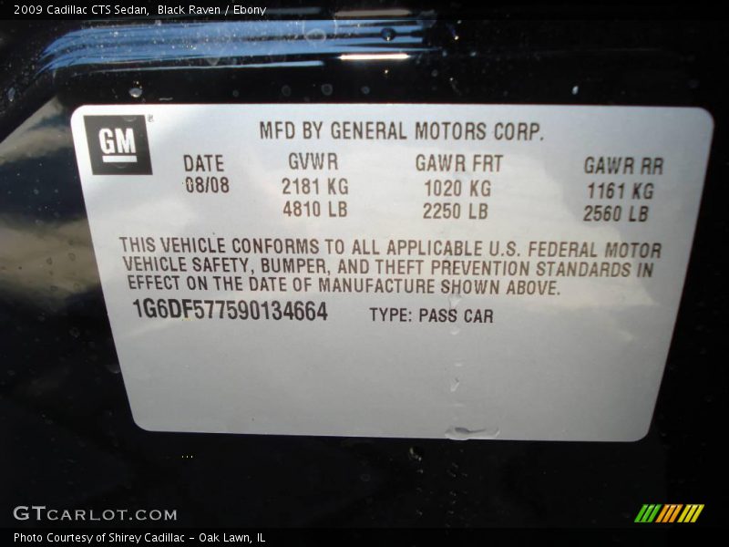 Black Raven / Ebony 2009 Cadillac CTS Sedan