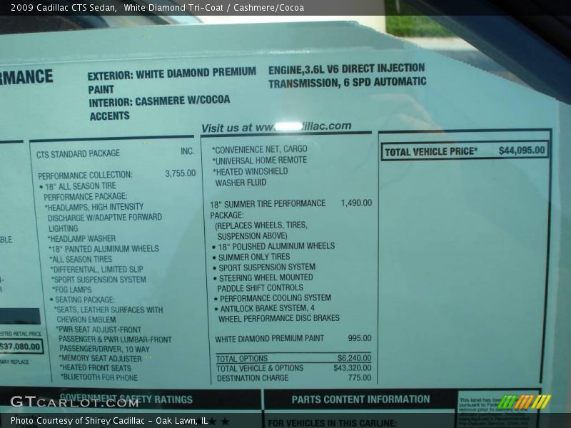 White Diamond Tri-Coat / Cashmere/Cocoa 2009 Cadillac CTS Sedan