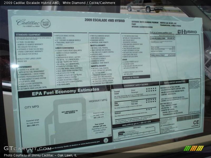 White Diamond / Cocoa/Cashmere 2009 Cadillac Escalade Hybrid AWD