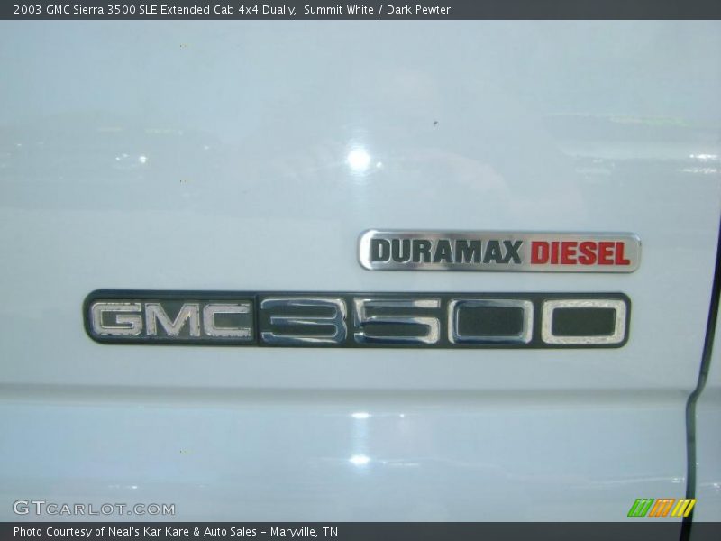 Summit White / Dark Pewter 2003 GMC Sierra 3500 SLE Extended Cab 4x4 Dually