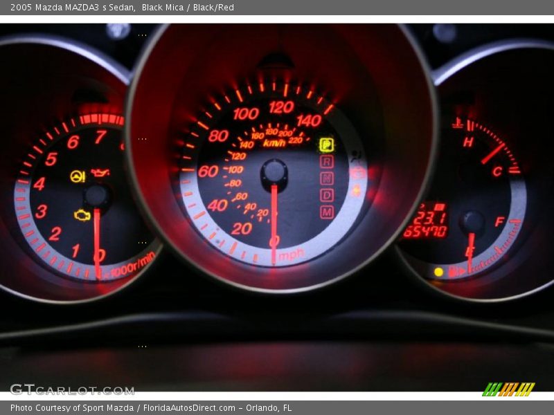 Black Mica / Black/Red 2005 Mazda MAZDA3 s Sedan