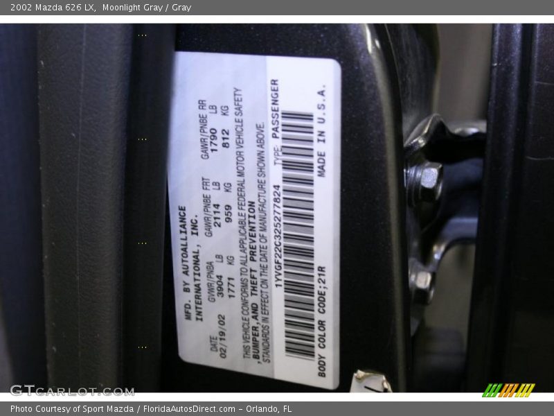 Moonlight Gray / Gray 2002 Mazda 626 LX