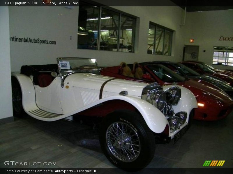 White / Red 1938 Jaguar SS 100 3.5  Litre