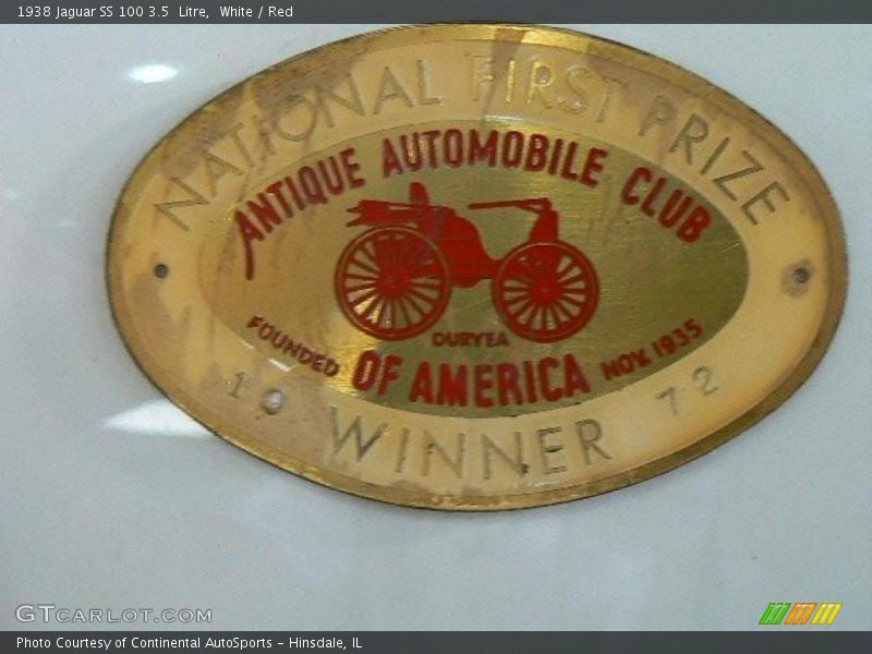 White / Red 1938 Jaguar SS 100 3.5  Litre