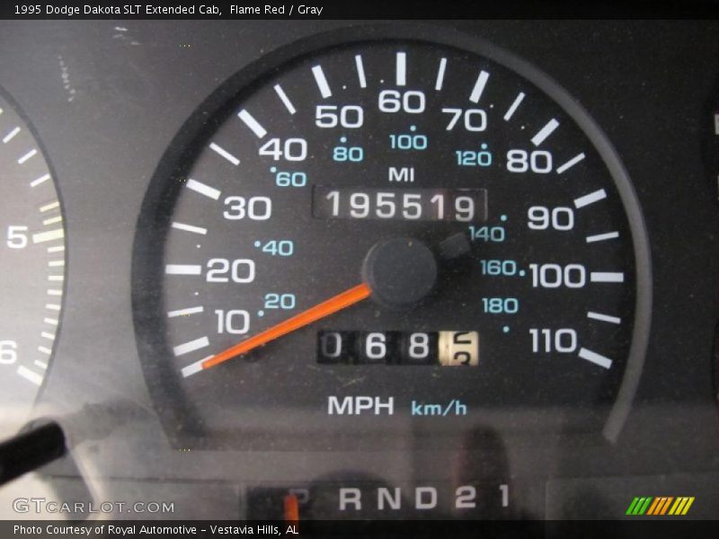 Flame Red / Gray 1995 Dodge Dakota SLT Extended Cab