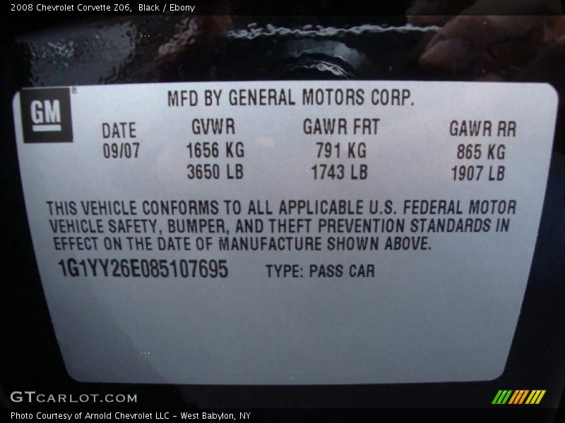 Black / Ebony 2008 Chevrolet Corvette Z06