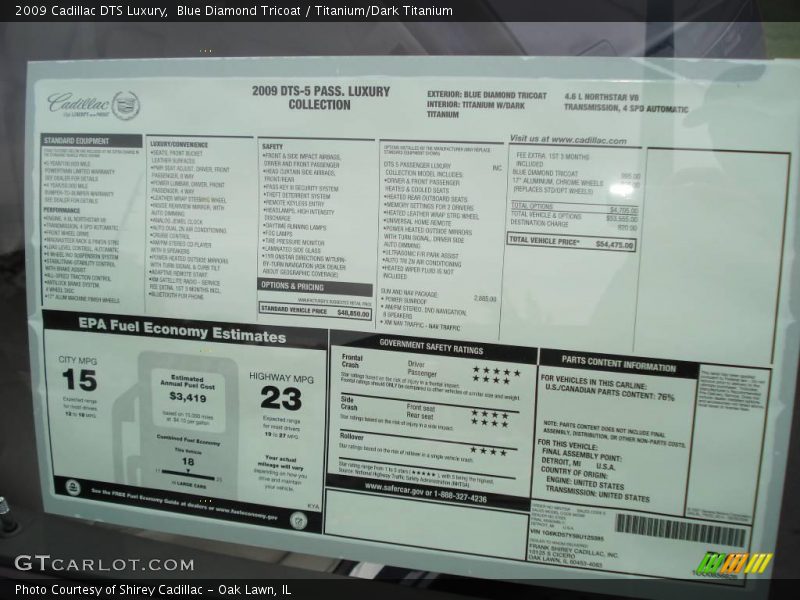 Blue Diamond Tricoat / Titanium/Dark Titanium 2009 Cadillac DTS Luxury