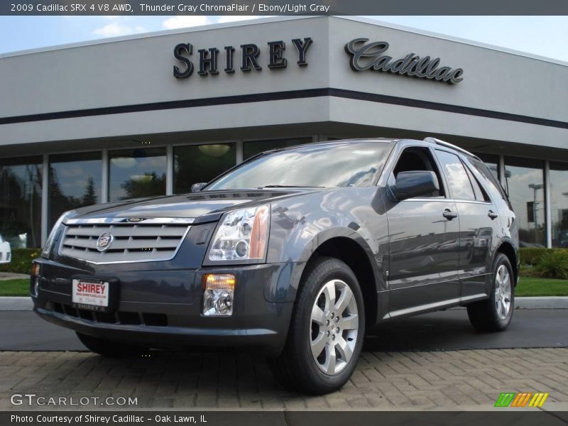 Thunder Gray ChromaFlair / Ebony/Light Gray 2009 Cadillac SRX 4 V8 AWD