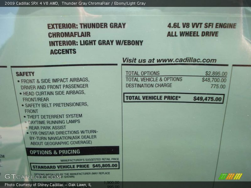 Thunder Gray ChromaFlair / Ebony/Light Gray 2009 Cadillac SRX 4 V8 AWD