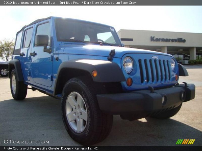 Surf Blue Pearl / Dark Slate Gray/Medium Slate Gray 2010 Jeep Wrangler Unlimited Sport