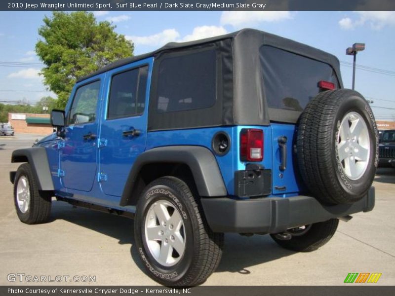 Surf Blue Pearl / Dark Slate Gray/Medium Slate Gray 2010 Jeep Wrangler Unlimited Sport