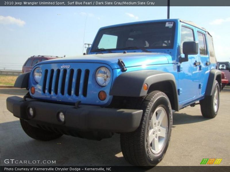 Surf Blue Pearl / Dark Slate Gray/Medium Slate Gray 2010 Jeep Wrangler Unlimited Sport