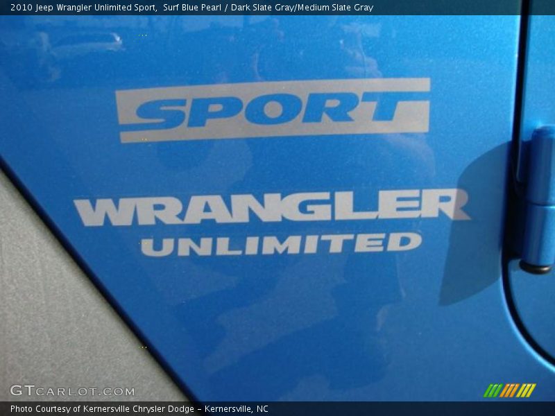 Surf Blue Pearl / Dark Slate Gray/Medium Slate Gray 2010 Jeep Wrangler Unlimited Sport