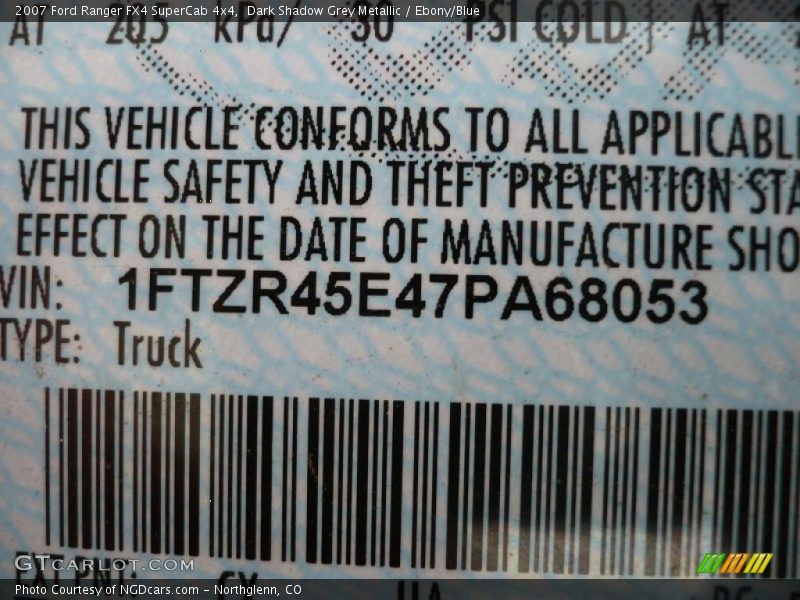 Dark Shadow Grey Metallic / Ebony/Blue 2007 Ford Ranger FX4 SuperCab 4x4
