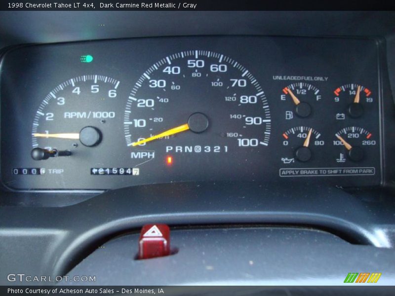 Dark Carmine Red Metallic / Gray 1998 Chevrolet Tahoe LT 4x4