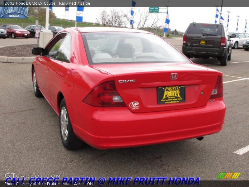 Rally Red / Beige 2002 Honda Civic LX Coupe