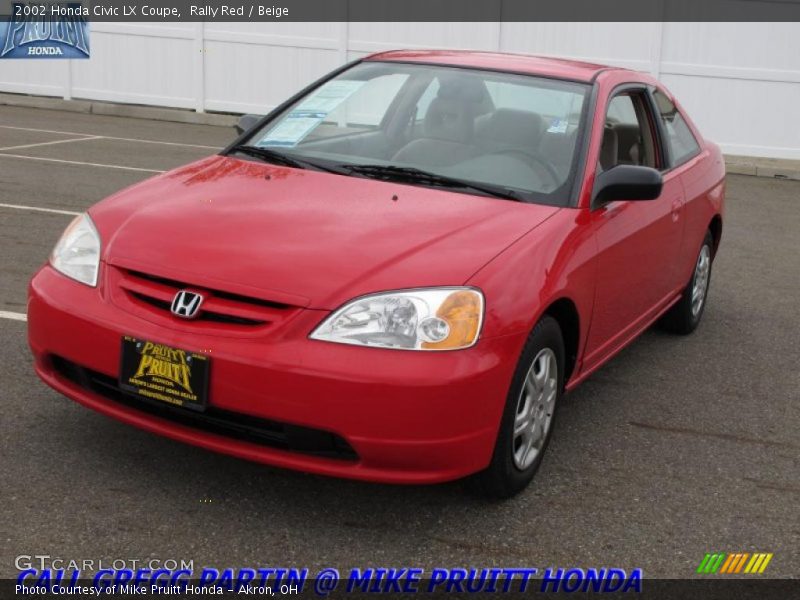 Rally Red / Beige 2002 Honda Civic LX Coupe