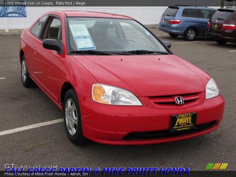 Rally Red / Beige 2002 Honda Civic LX Coupe