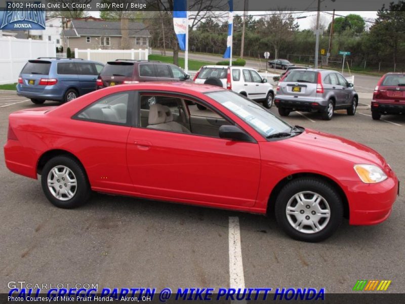 Rally Red / Beige 2002 Honda Civic LX Coupe