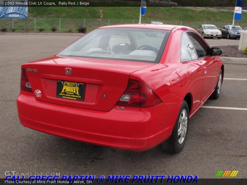Rally Red / Beige 2002 Honda Civic LX Coupe